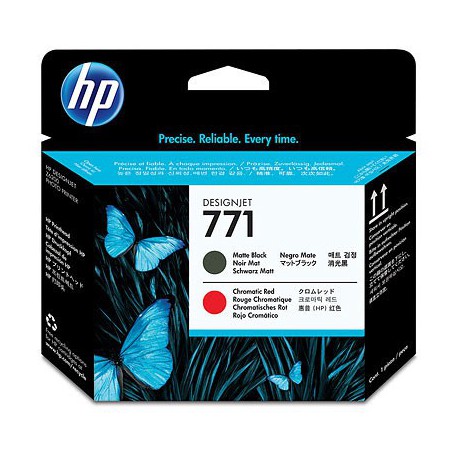 Tête d'impression noire à finition mate/rouge chromatique HP 771