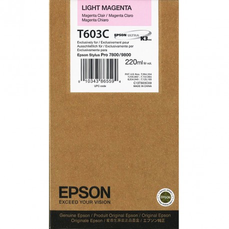 Cartouche d'encre EPSON T603C Magenta Clair - 220Ml