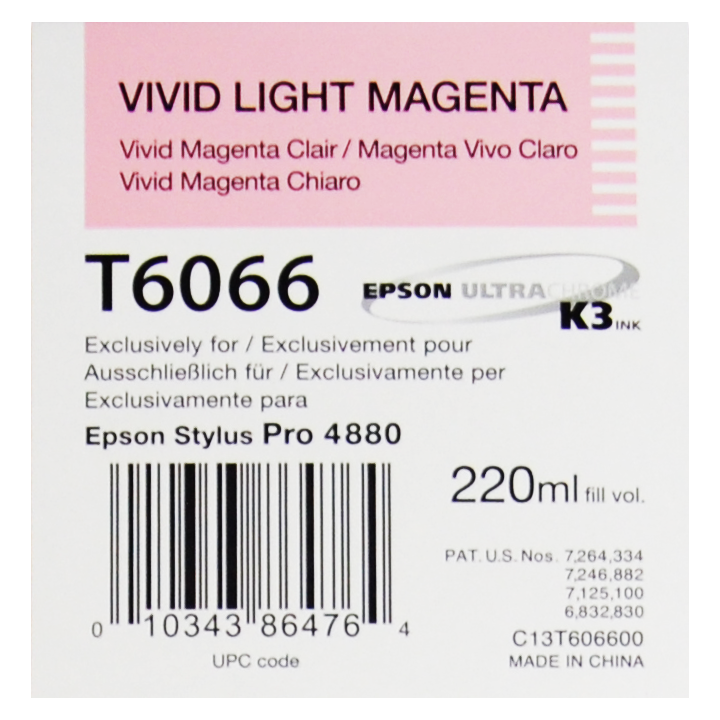 Cartouche d'encre EPSON T6066 Magenta Clair - 220 ml 