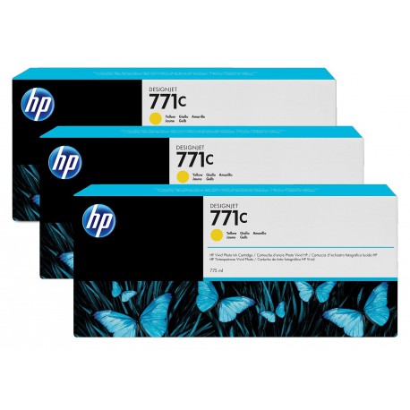 Pack 3 cartouches d'encre photo Vivid HP 771C Jaune - 775 ml