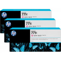 Pack 3 cartouches d'encre photo Vivid HP 771C Magenta Clair - 775 ml