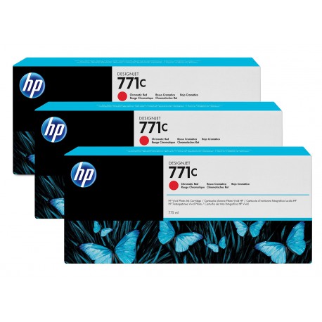 Pack 3 cartouches d'encre photo Vivid HP 771C Rouge Chromatique - 775 ml