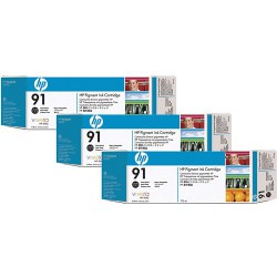 Pack Cartouche d'encre Noir Mat HP 91 3 x 775 ml
