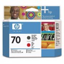 Tête d'impression Noir mat et Rouge HP 70 C9409A
