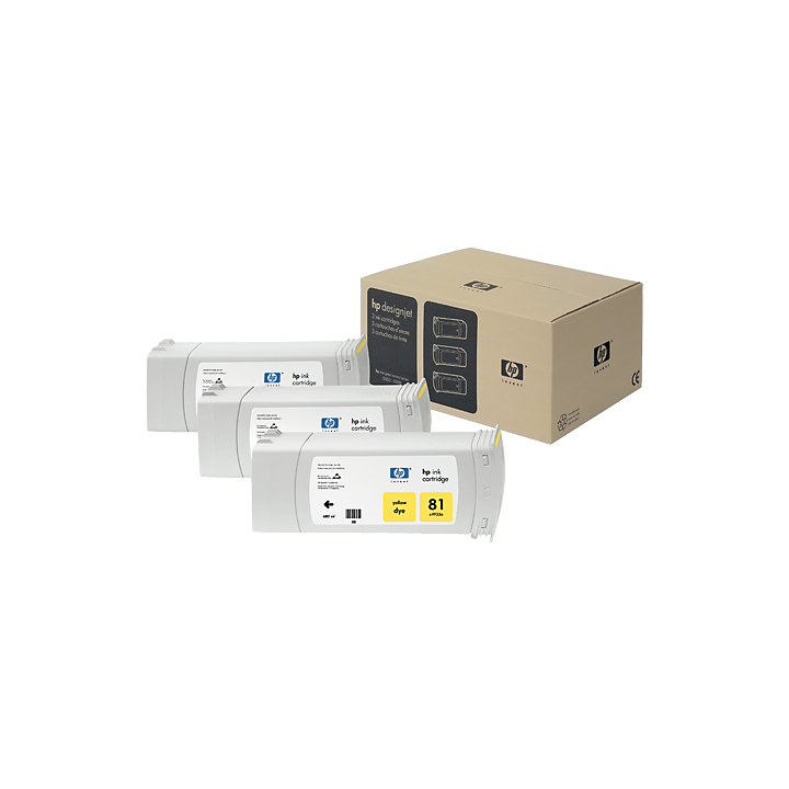 Pack x 3 Cartouches d'encre Jaune HP 81 680ml