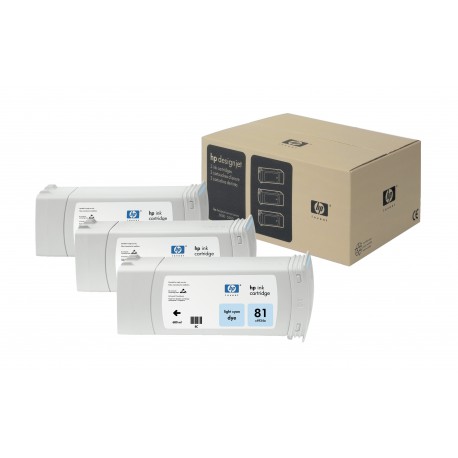 Pack x 3 Cartouches d'encre Cyan clair HP 81 680ml