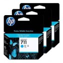 Pack x 3 Cartouche d'encre HP 711  Cyan 29ml CZ134A