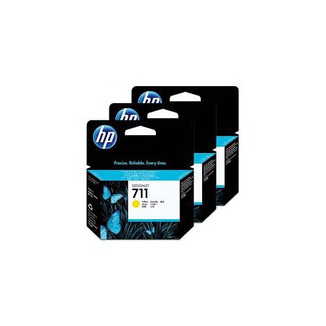 Pack x 3 Cartouche d'encre Jaune HP711 29ml
