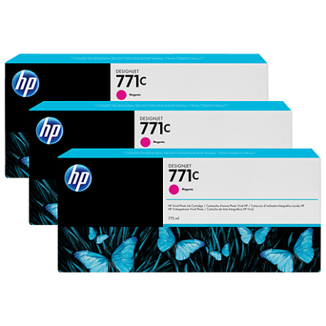Pack 3 cartouches d'encre photo Vivid HP 771C Magenta - 775 ml