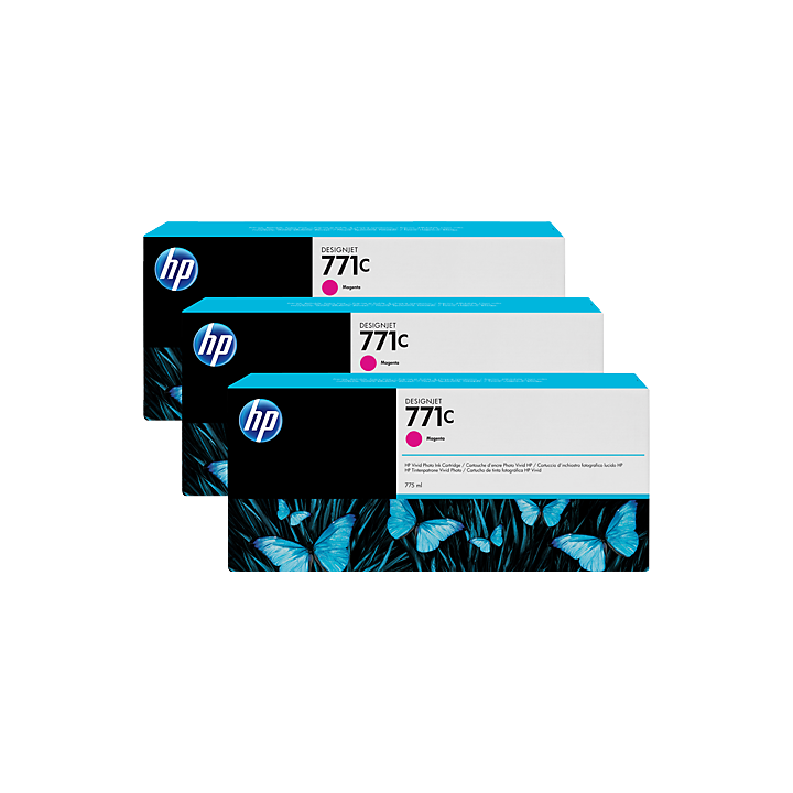 Pack 3 cartouches d'encre photo Vivid HP 771C Magenta - 775 ml