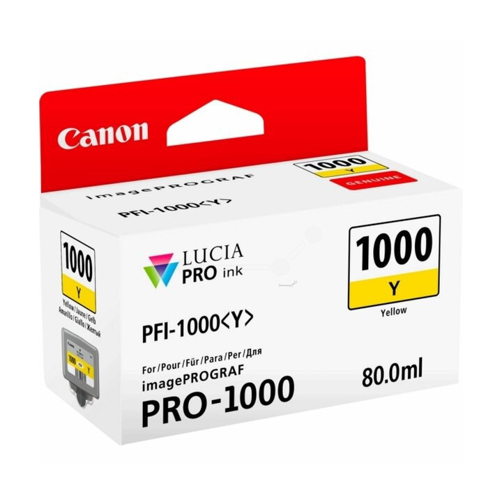 Cartouche d'encre Canon PFI-1000Y Jaune 80 ml