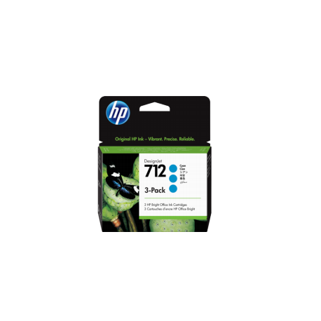 Pack de 3 cartouches d'encre DesignJet HP 712, cyan, 29 ml