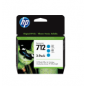 Pack de 3 cartouches d'encre HP 712 Cyan 29 ml 3ED77A