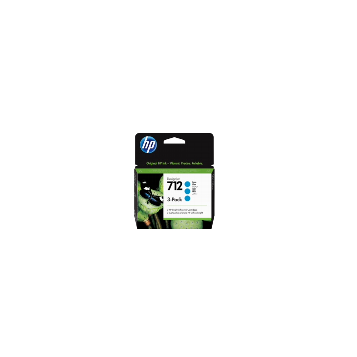 Pack de 3 cartouches d'encre DesignJet HP 712, cyan, 29 ml