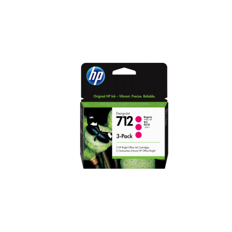 Pack de 3 cartouches d'encre DesignJet HP 712, magenta, 29 ml
