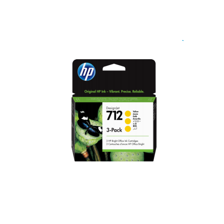 Pack de 3 cartouches d'encre DesignJet HP 712, jaune, 29 ml