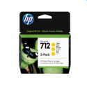 Pack de 3 cartouches d'encre HP 712 jaune 29 ml 3ED79A