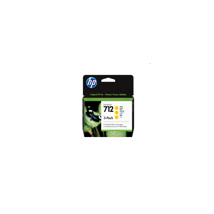 Pack de 3 cartouches d'encre DesignJet HP 712, jaune, 29 ml