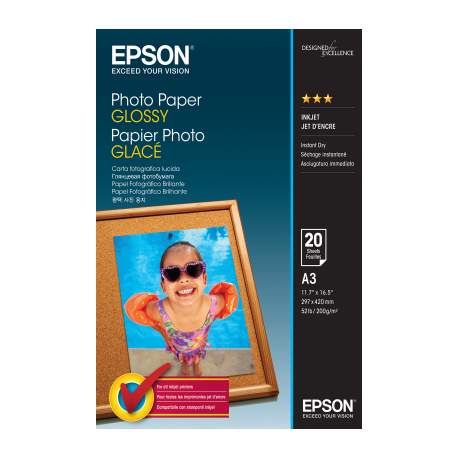 Papier Photo Epson Brillant 200 g/m² A3 C13S042536