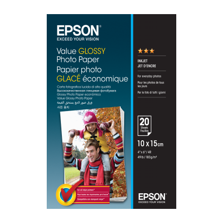 Papier Photo Epson Brillant économique 183 g/m² (10*15cm) 20 feuilles