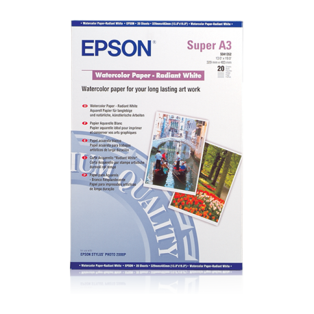 Papier Aquarelle blanc Epson 190g/m² A3+ C13S041352