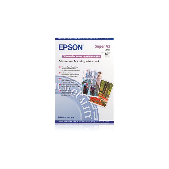 Papier Aquarelle blanc Epson 190g/m² A3+ C13S041352