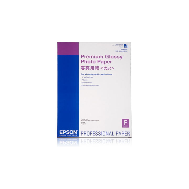 Papier Photo EPSON Premium Glacé 255g/m² A2 (0,420x0,594m) -25 feuilles