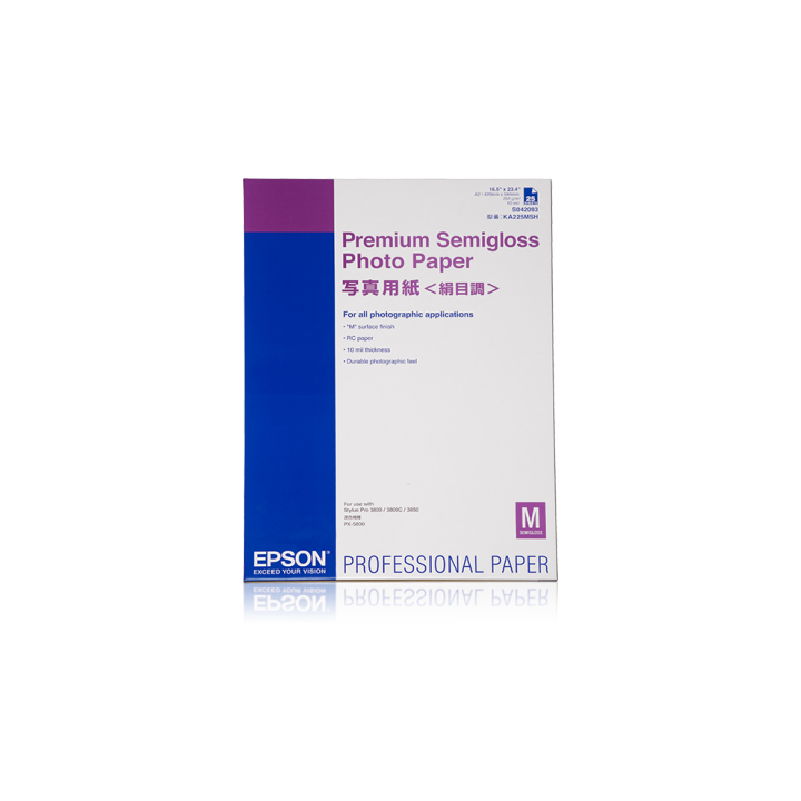 Papier Photo EPSON Premium Semi-Glacé 251g/m² A2 - 25 feuilles (0,420x0,594m)