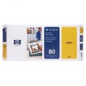 Tête d'impression jaune et dispositif de nettoyage HP 80 C4823A